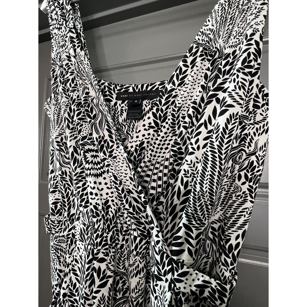 Marc by Marc Jacobs Dress Women Medium Swan Draped Black & White Print - Picture 12 of 16